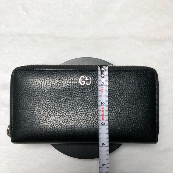 Gucci Logo GG Black Leather Zip Around Wallet w/DustBag,No Box - Picture 5 of 16